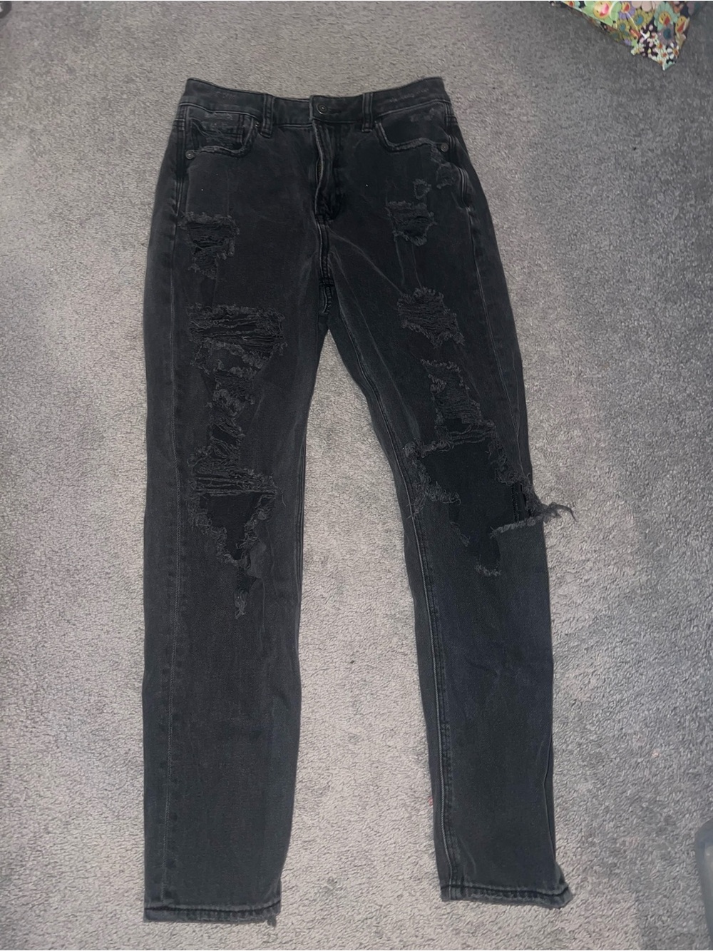 Distressed Black Mom Jeans
